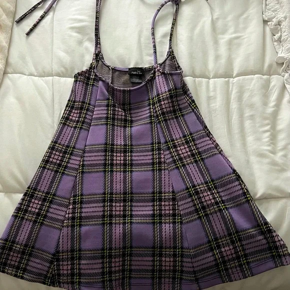 Rue21 | Dresses | Purple Plaid High Waist Flared Cami Dress Without Tee |  Poshmark
